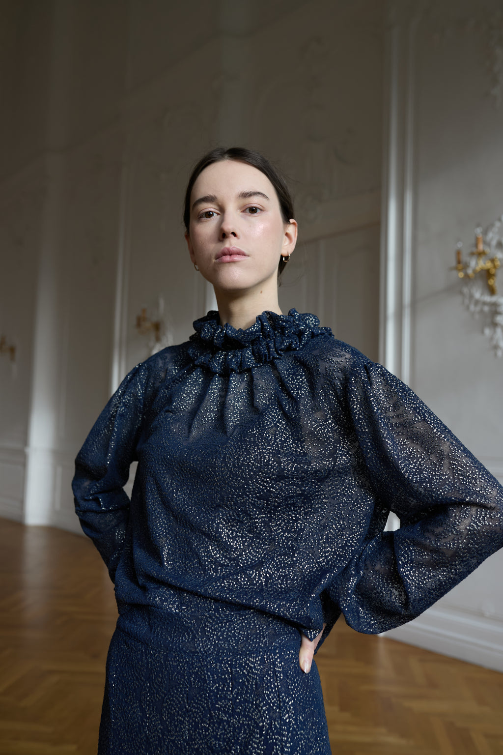 Delphine Shirt with Ruffle Collar
