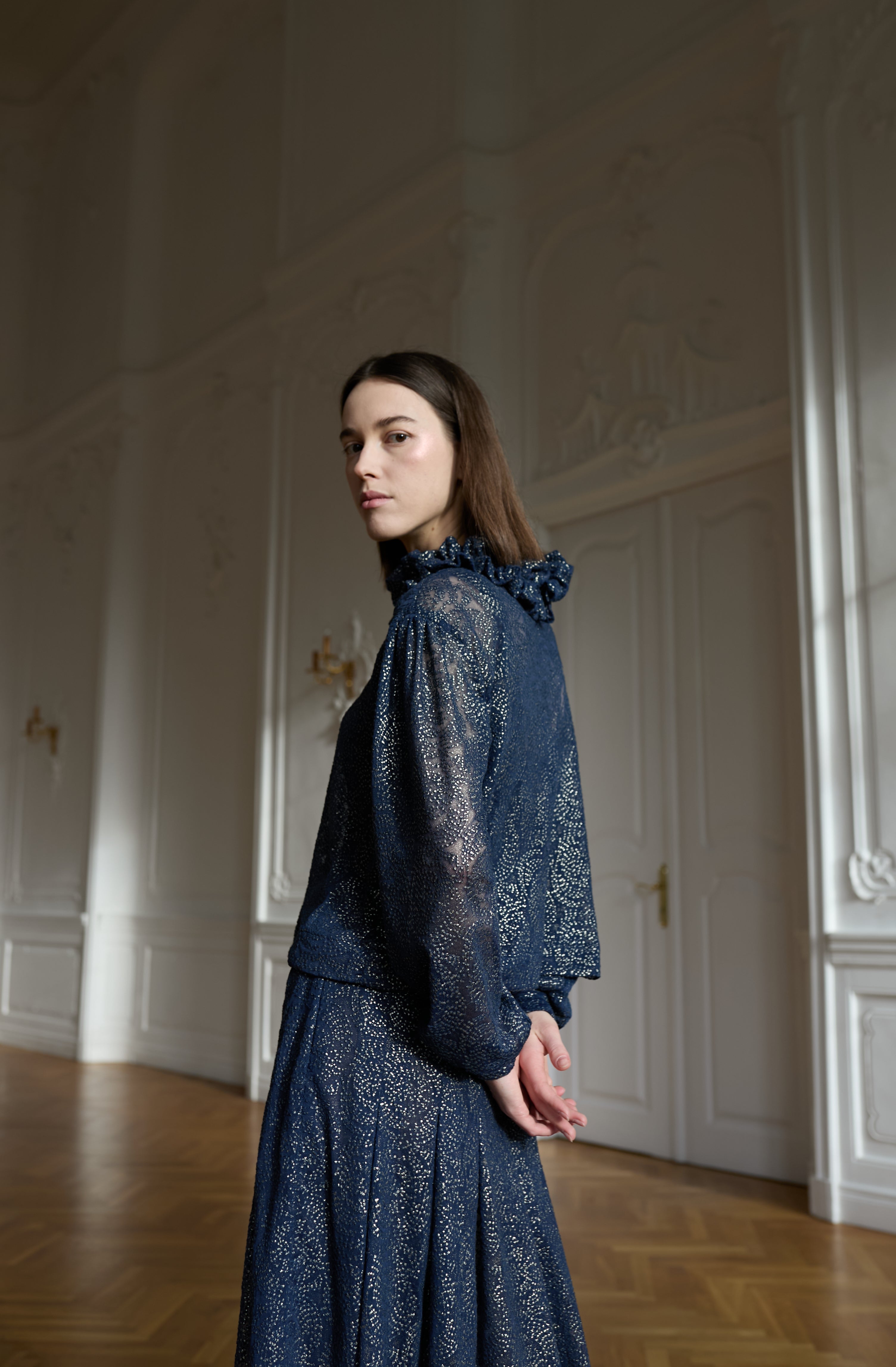 Delphine Shirt with Ruffle Collar