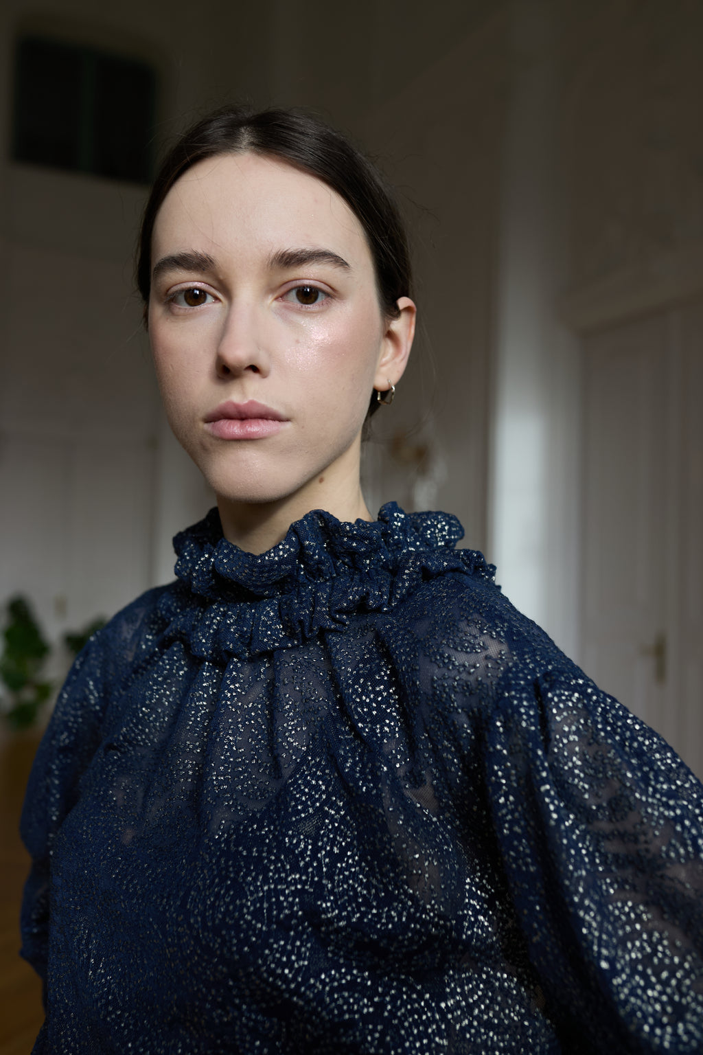 Delphine Shirt with Ruffle Collar