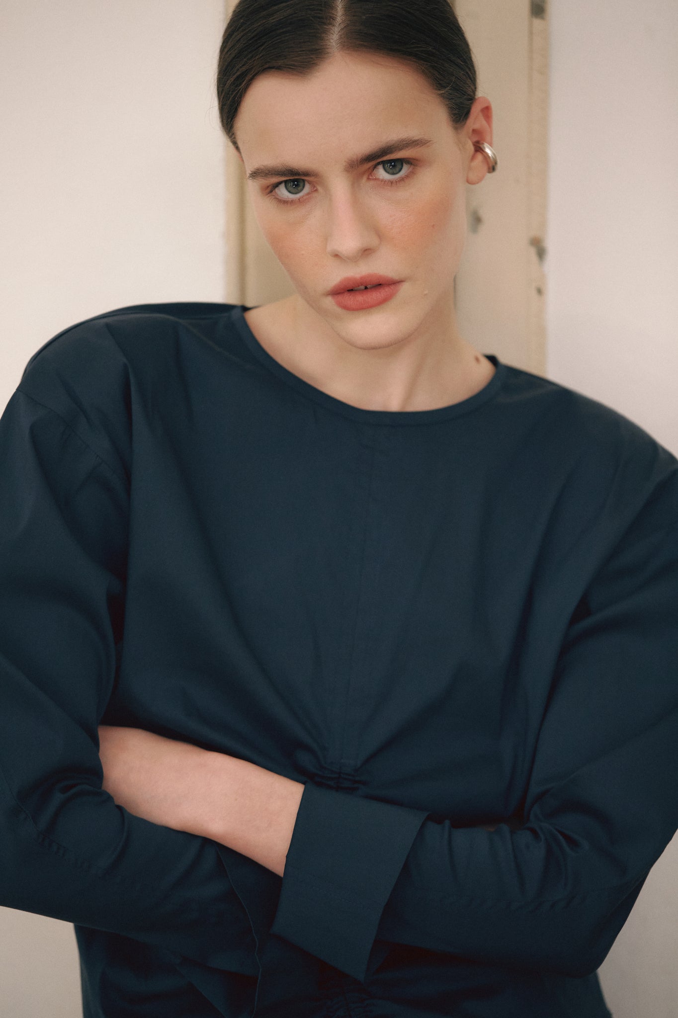 Dark Navy Shirt with ruffles