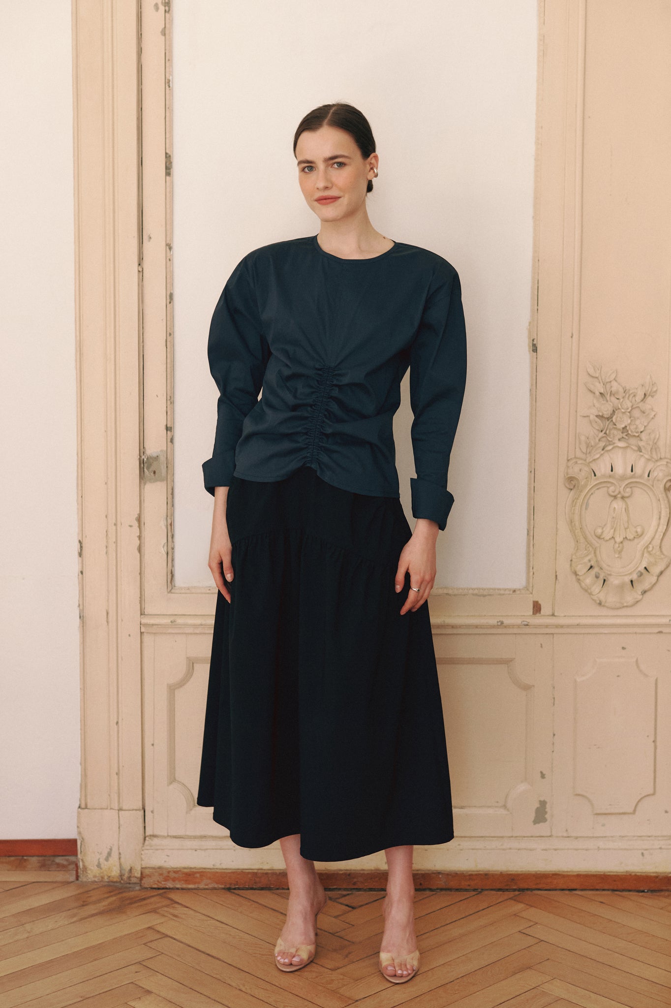 Dark Navy Shirt with ruffles