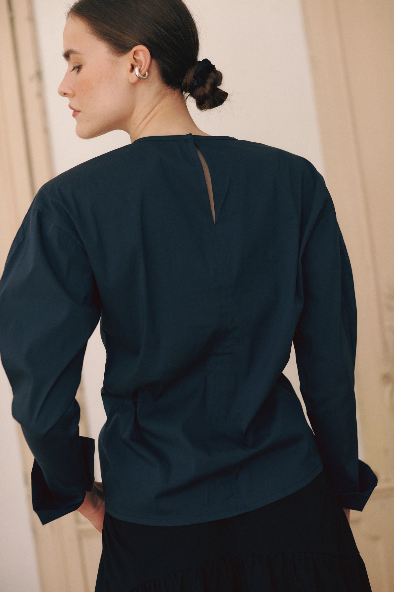 Dark Navy Shirt with ruffles
