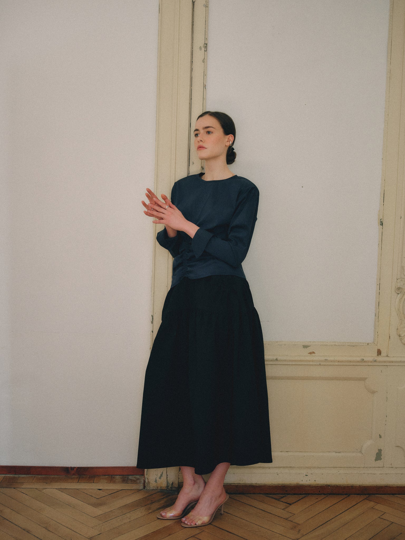 Dark Navy Shirt with ruffles