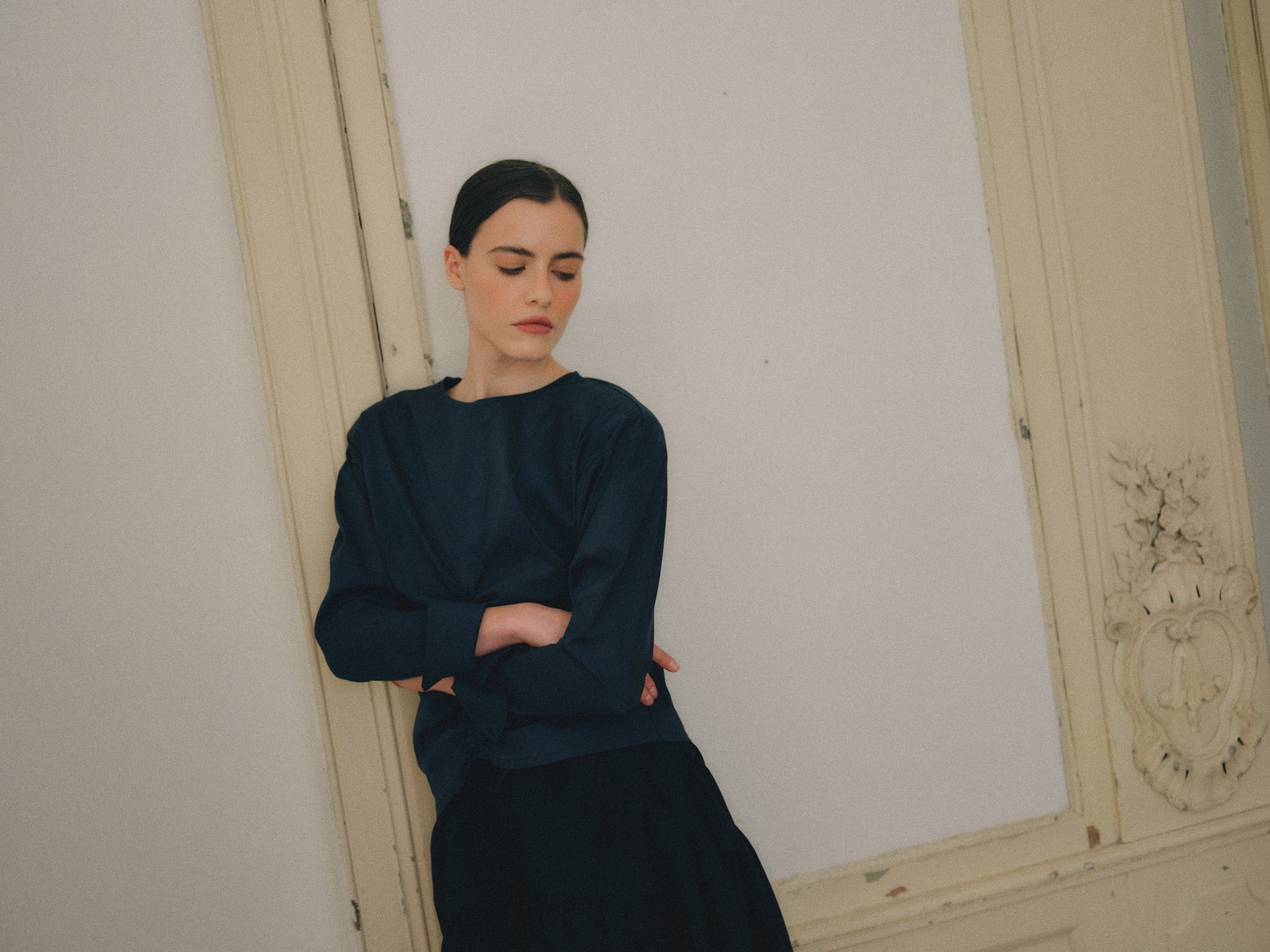 Dark Navy Shirt with ruffles