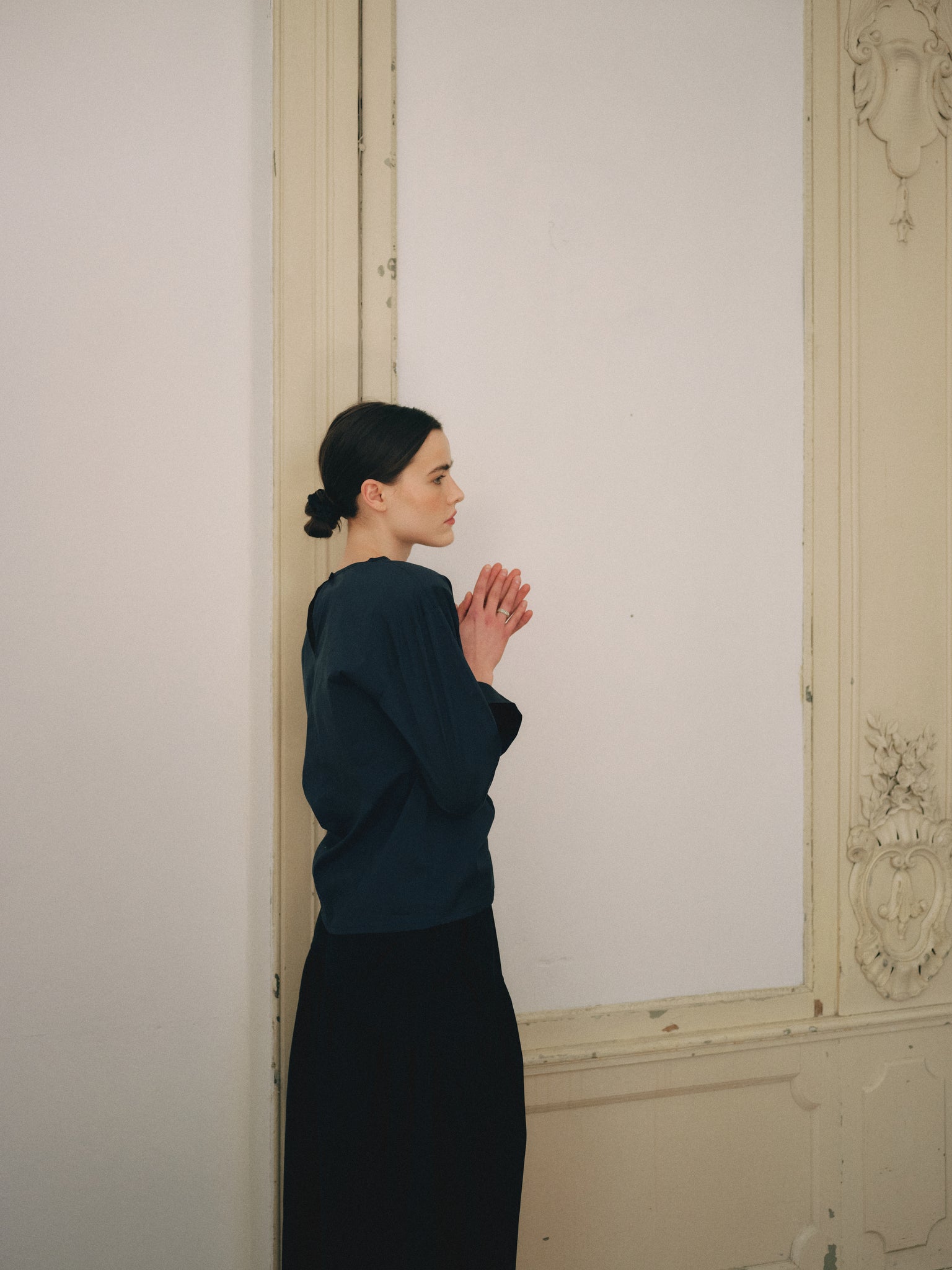 Dark Navy Shirt with ruffles