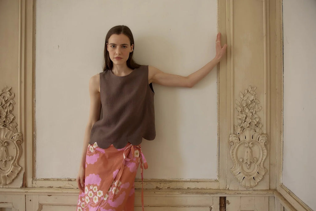 Margot Linen Midi Skirt
