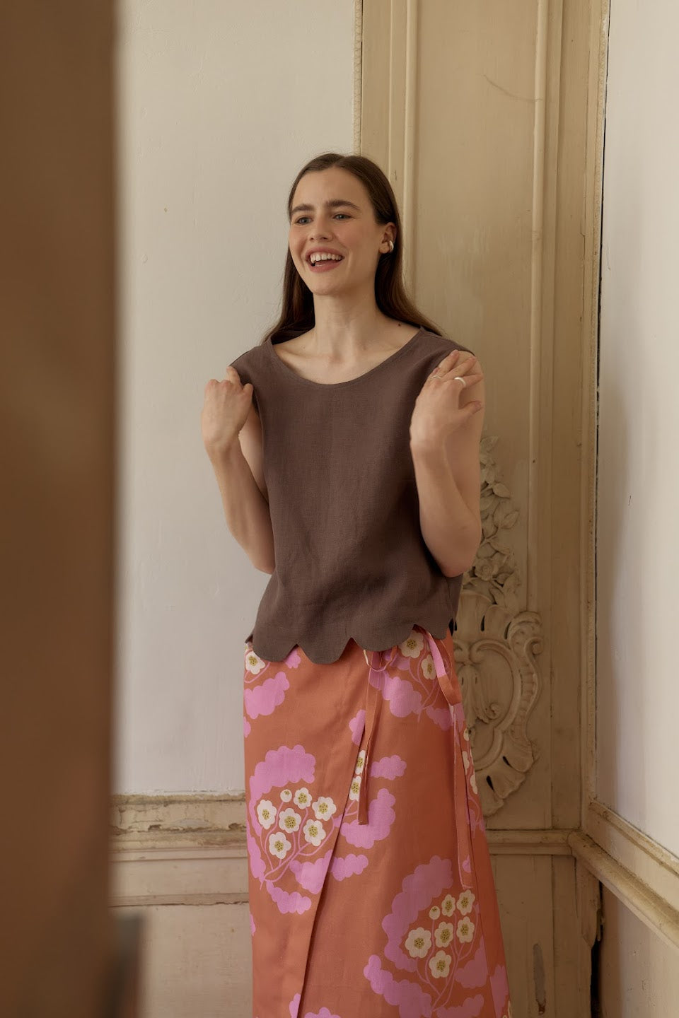 Margot Linen Midi Skirt